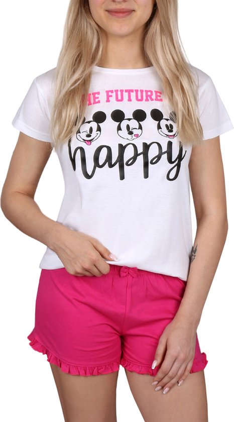 Mickey Mouse Disney - Witte en roze meisjespyjama met korte mouwen, zomerpyjama / 164