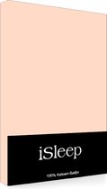 iSleep Satijn-Katoen Hoeslaken - Tweepersoons - 160x200+40 cm - Nude