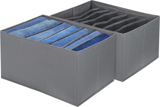 Organisateur de rangement de vêtements, 2 pièces, 7 grilles, organisateur  de pantalons, chaussettes, séparateur de tiroir, organisateur de placard