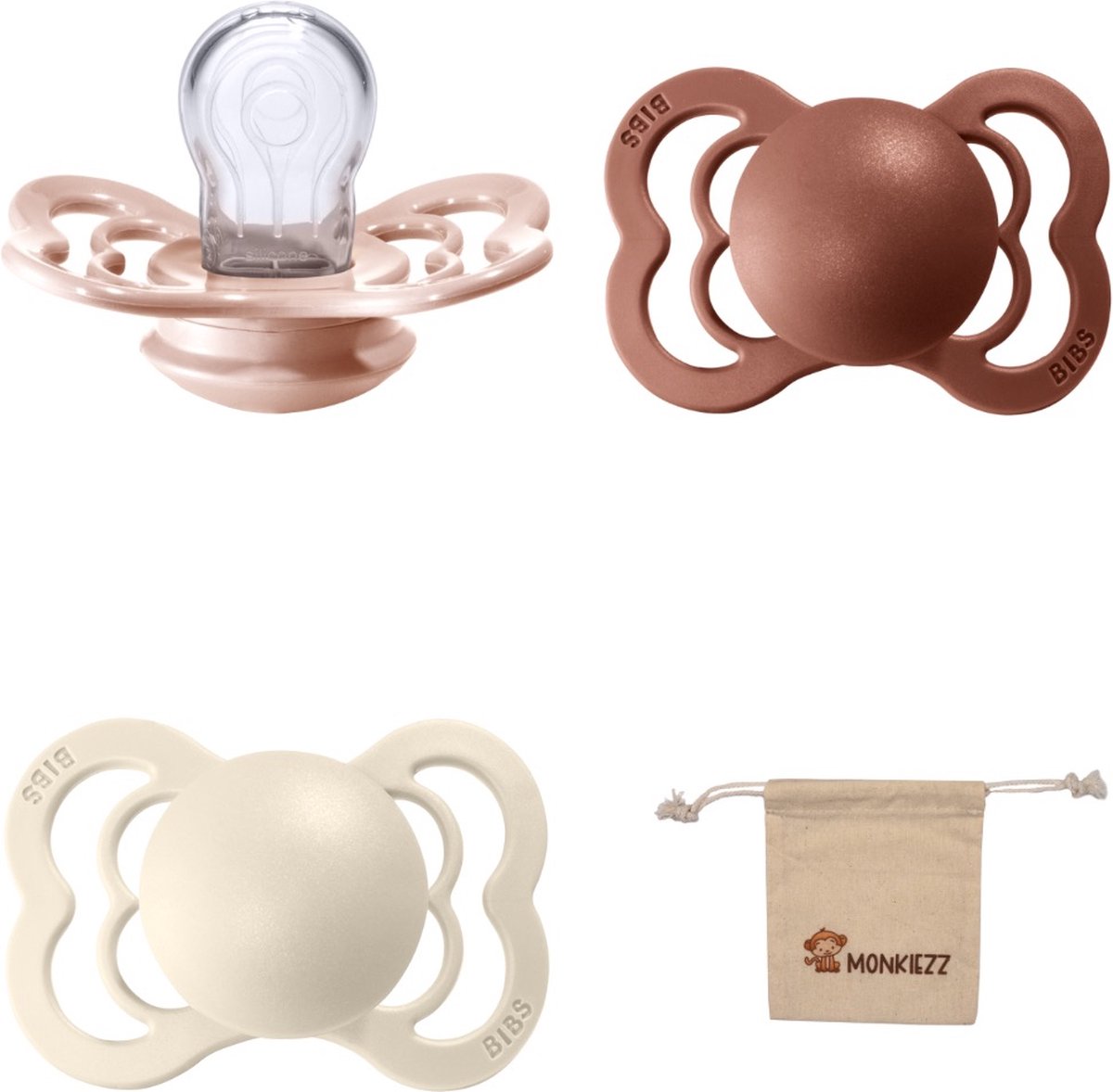 Goedkoopste BIBS Supreme Fopspenen - Maat 1 0-6 maanden - Silicone – Blush - Woodchuck - Ivory Monkiezz speenzakje