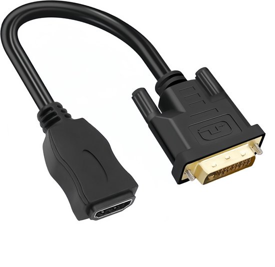 MMOBIEL HDMI naar DVI Kabel Adapter - Bi-Directioneel - Mannelijk DVI-D Dual Link naar Vrouwelijk HDMI - Kabelconverter voor Monitor, PC, TV, Projector - 1080p Full HD 60Hz - Gouden Connector 0,3 m - MMOBIEL