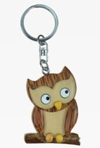 5x porte-clés animaux hibou en bois - porte-clés animaux hiboux - jouets pour enfants