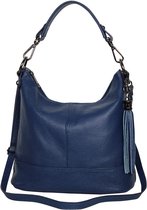 AmbraModa GLX09 - Sac à main pour femme, sac à bandoulière en cuir véritable. Jean bleu