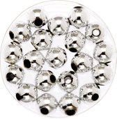 480x stuks sieraden maken glans deco kralen in het zilver van 10 mm - Kunststof reigkralen voor armbandjes/kettingen
