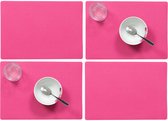 Set van 6x stuks stevige luxe Tafel placemats Plain fuchsia roze 30 x 43 cm - Met anti slip laag en Teflon coating toplaag