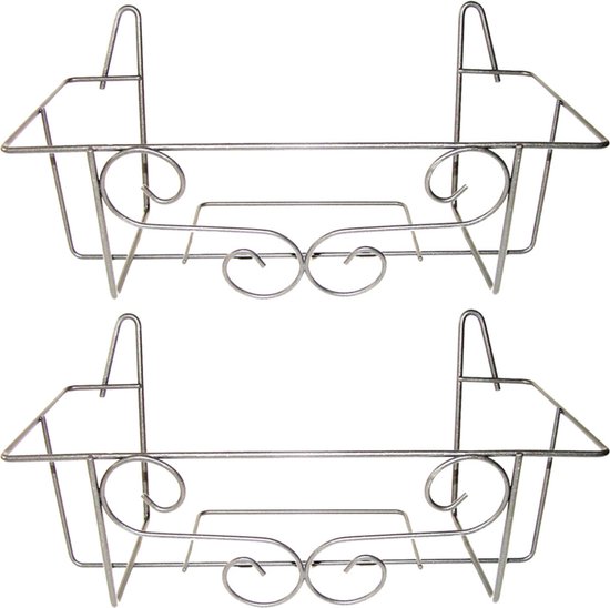 2x Cintres muraux pour pot de fleurs en argent pour jardinière 20 x 42 cm métal - Cintres muraux pour jardinières / jardinières - Décorations de jardin / mur