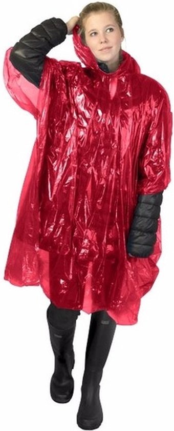 6x poncho de pluie jetable rouge pour adulte