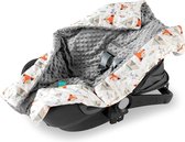 zachte wikkeldeken voor babyzitje - Babydeken compatibel met Maxi Cosi en wandelwagen - Universeel en geschikt voor driepuntsgordel - Vos