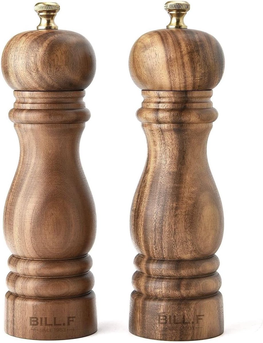 Zout- en pepermolen van hout, maalgraad 5 crew Cap Select, hoogte: 12,5 cm, handmatige pepermolen van keramische slijpkern. Elegante kruidenmolens van acaciahout