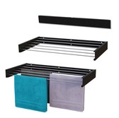 Bol.com MiKas Wanddroogrek 100 cm - Inklapbaar droogrek - 6M drooglengte - Uitklapbaar wasrek - Muur - Ophangbaar - Zwart aanbieding