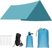 Tentzeil, waterdicht, 3 m x 3 m, camping, tarp, ultralicht, hangmat, luifel, waterdicht, tentzeil, Oxford-zeil, 2000 mm, regenbescherming, zonwering voor outdoor, reizen, strand, blauw