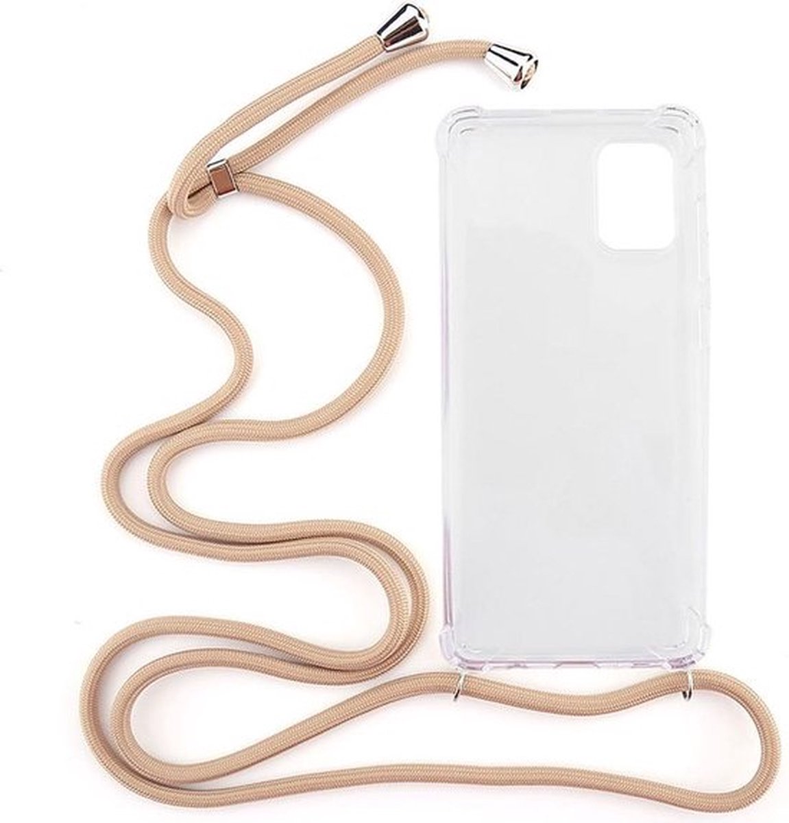 Shop4 - Geschikt voor Samsung Galaxy A71 Hoesje - Zachte Back Case met Koord Beige