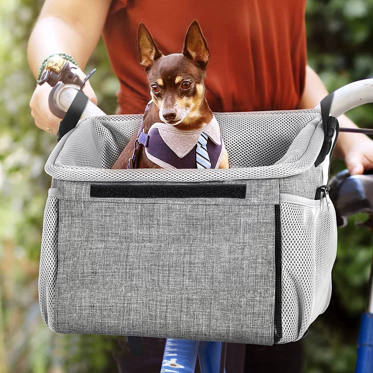 Premium Château Animaux® Fiets Mand voor Hond - Fietstas - Hondenmand fiets - Multifunctionele Afneembare Fiets Tas - Schoudertas - Rugtas voor Dier - Fietsmand Hond Voorop - 30x40x35 - Nieuwste versie