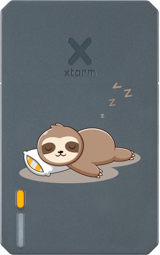 Xtorm Powerbank 10.000mAh Grijs - Design - Sleeping Sloth - USB-C poort - Lichtgewicht / Reisformaat - Geschikt voor iPhone en Samsung