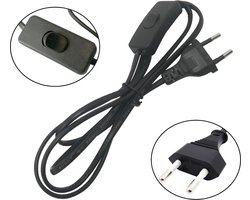 PD® Schakelaar - Snoerschakelaar - Snoerschakelaar voor Verlichting met Stekker en stroomsnoer - 2 meter - Zwart