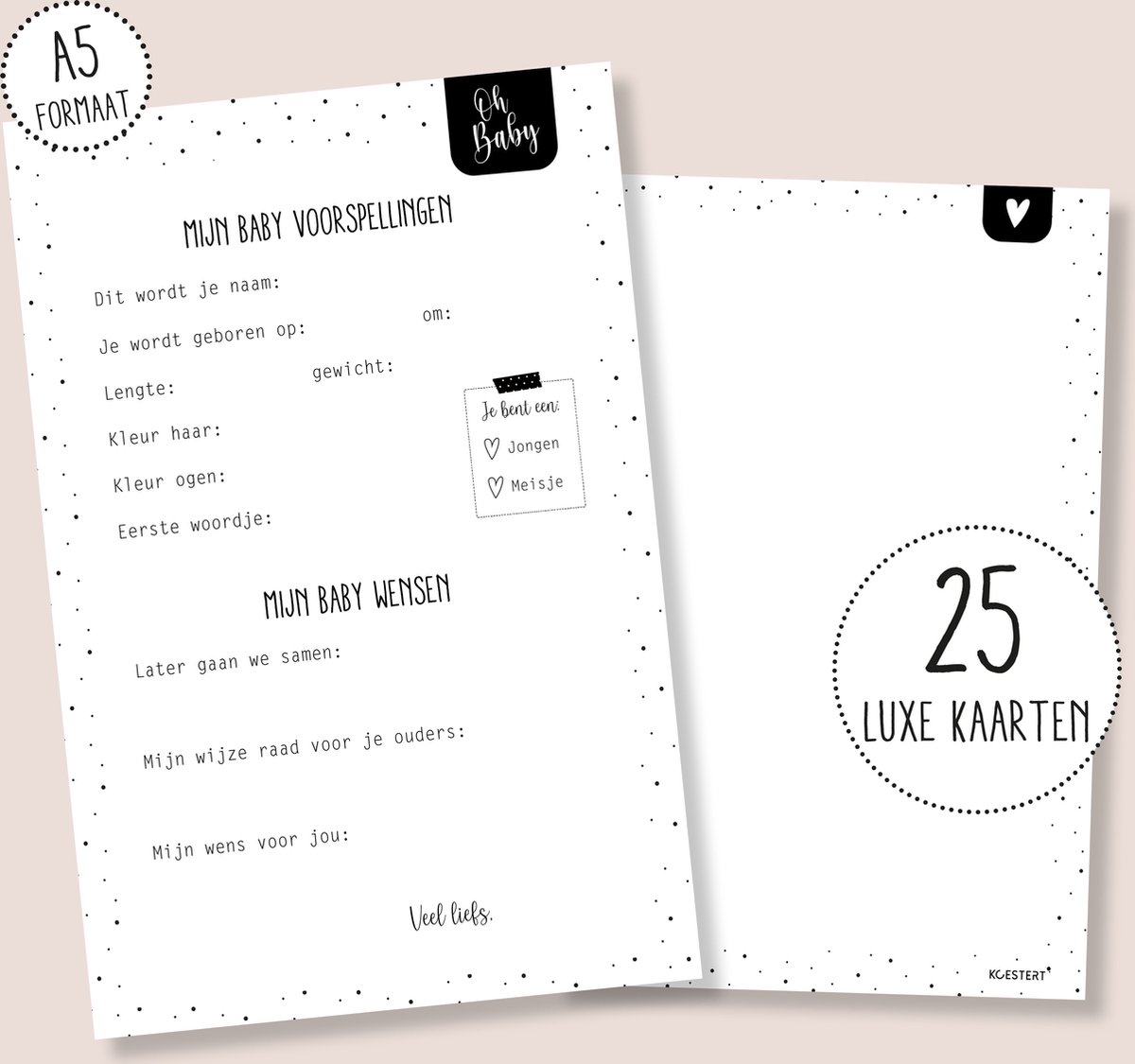 Babyshower invulkaarten 25 stuks | babyshower | gender reveal | babyshower voorspellingskaarten | gender reveal voorspellingskaarten | babyshower kaart | gender reveal kaart | babyshower spelletjes | babyshower meisje | babyshower jongen | zwart-wit
