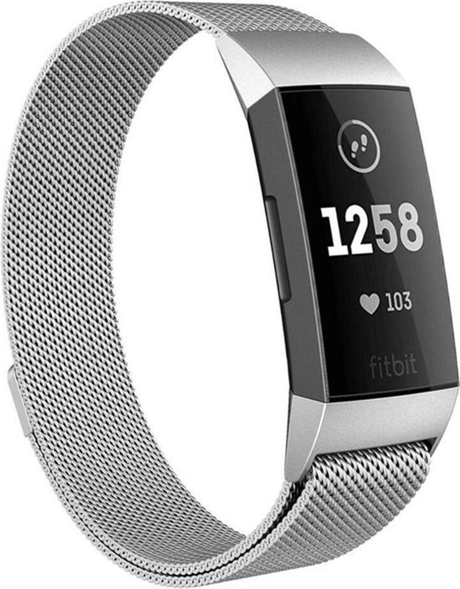 Shop4 - Geschikt voor Fitbit Charge 3 Bandje - Small Metaal Zilver