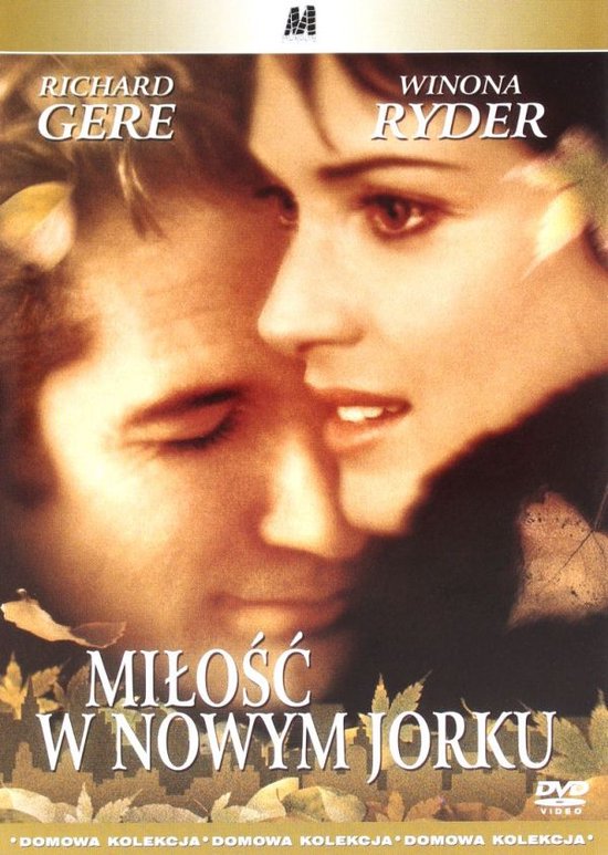 Close-up van Richard Gere en Winona Ryder op de filmposter van 'Miłość w Nowym Jorku'.