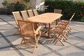 Concept-U - Table de jardin ovale et 8 chaises et 2 fauteuils en teak KAJANG