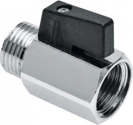 Bonfix Minikogelkraan met zwarte knop buitendraad x binnendraad 3/8inch x 3/8inch