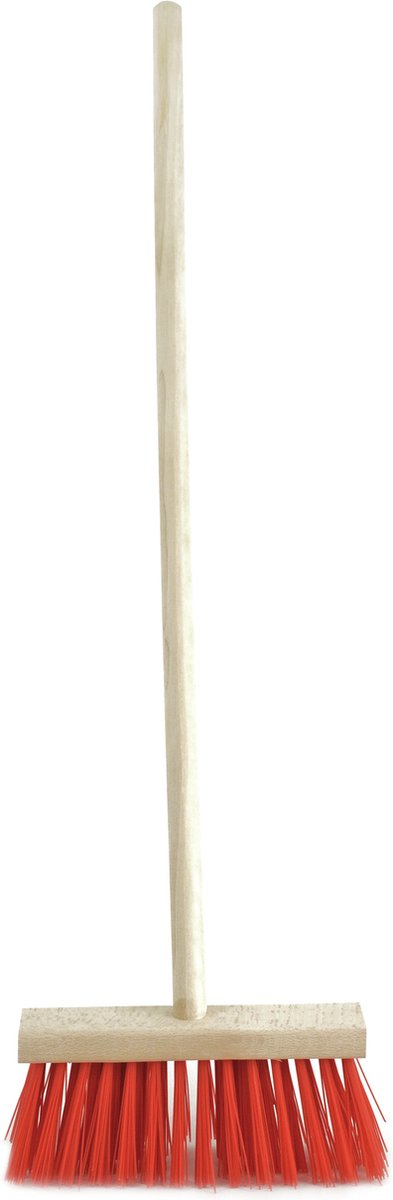 Goedkoopste Sorex Kinderbezem voor buiten tegels - rood/hout - met steel 78 cm - Tuingereedschap