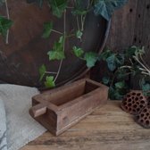 Stoer houten bakje met handvat/houten bakje met greep gemaakt van oud hout