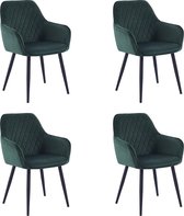 Bol.com Colenis® - Beverly Eetkamerstoel - Set Van 4 - Groen - Fluweel - Met armleuning aanbieding