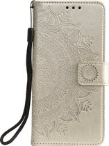 Shop4 - Geschikt voor iPhone 13 Pro Hoesje - Wallet Case met Pasjeshouder Mandala Patroon Goud