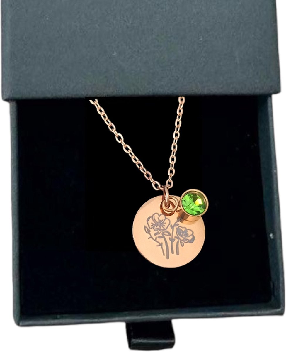 Goedkoopste Rosey’s® - Geboortesteenketting augustus - Geboortesteenketting - geboortesteen augustus - rose gold - Geboortesteen - Birth stone - sieraad vrouw - cadeau vrouw - Babyshower - Kraamcadeau - Moederdag cadeau - Geboortesteen ketting Augustus