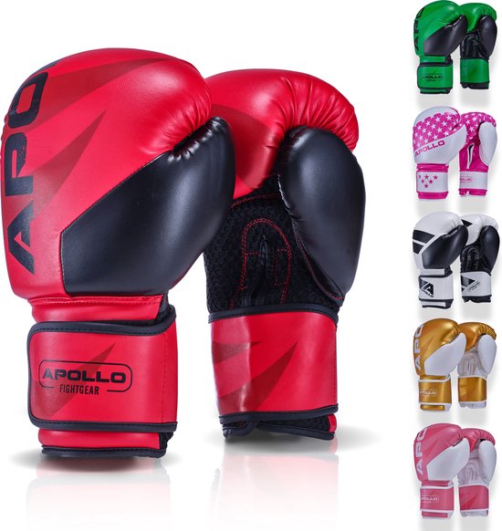 Gants de boxe Apollo , Cuir PU, gants de boxe thaïlandais, pour sac de boxe, entraînement, sparring, Fitness, Gants MMA, Gants de kickboxing, Gants de boxe femmes et hommes 12/14/16 oz