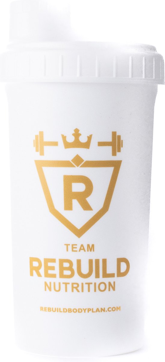 Rebuild Nutrition - Shakebeker - 700 ml - Wit - Handige Mixer voor Eiwitshakes en Drankjes