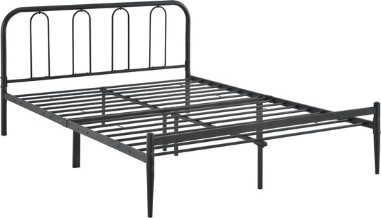 Stalen bed Elian - Bedframe - Met bedbodem - 160x200 cm - Matzwart - Modern design