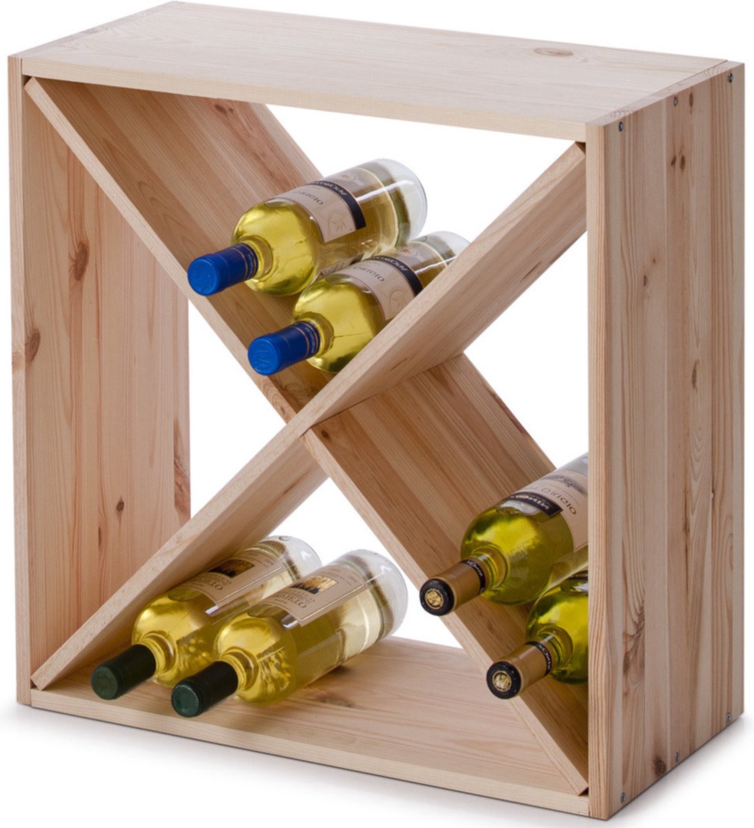 Zeller houten wijnflessen rek/wijnrek voor 20 flessen - 52 x 25 x 52 cm - Wijnfles houder 4 vakken - Vierkant - Stapelbaar — cadeau in Wonen & Interieur - foto 2