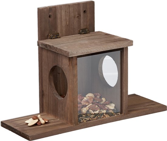 Eekhoorn voederhuis - hout - hangend