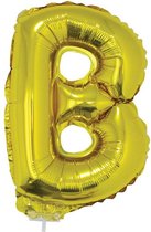 Ballon lettre B gonflable doré sur bâton 41 cm