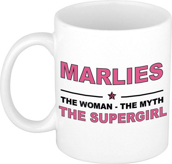 Cadeau nom Marlies - La femme, le mythe la tasse à café supergirl / tasse 300 ml - nom / noms tasses - cadeau pour anniversaire / fête des mères / retraite / succès / merci