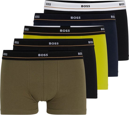 HUGO BOSS Essential trunks (pack de 5) - caleçons pour hommes - multicolore (ensemble avec différentes couleurs) - Taille : L