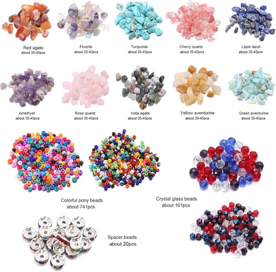 Fil Pour Bracelet Brésilien Naturelles,200 Pièces 8mm Perles Rondes De Verre Craquelé Colorées Perles En Vrac Naturelles Pour DIY Bracelet Colliers Fabrication Bijoux (Couleur Mélangée Perles Pierre