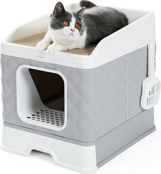 Pawsayes Kattenbak Kattenbak Grote Hoogzijdige Overdekte Kattenbak met Deksel Top Entry Grote Twee Deur Kattenbakken Grijs Pawsayes Kattenbak Kattenbak Grote Hoogzijdige Overdekte Kattenbak met Deksel Top Entry Grote Twee Deur Kattenbakken Grijs