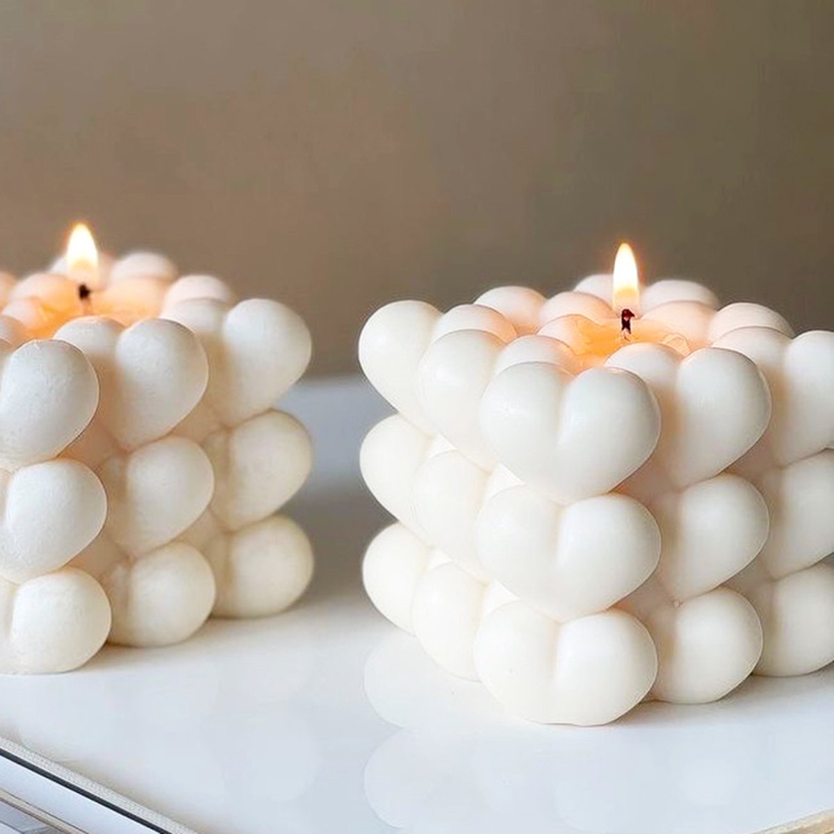 valentijn cadeautje voor haar- 2 stuks - Hart Bubbel - Bubble Kaars - Vegan - handgemaakt - Soja-Bubbelkaars -romantisch