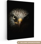 Canvas Schilderij Vogel - Adelaar - Roofvogels - Oog - Snavel - Licht - 30x40 cm - Wanddecoratie