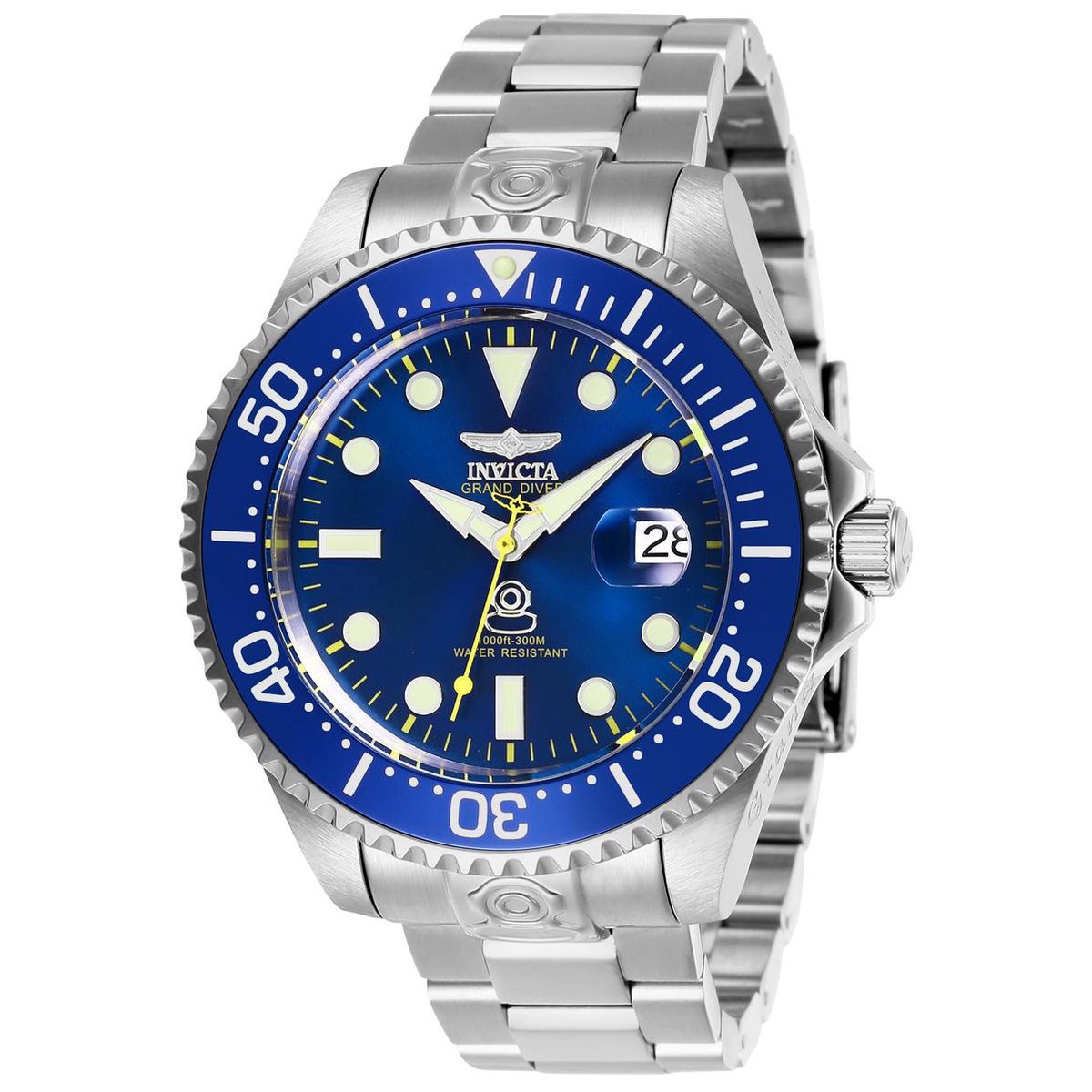 Invicta Grand Diver 27611 Heren Horloge - Waterdicht - Analoog - Automatisch Uurwerk - Roestvrij Staal met blauwe Wijzerplaat