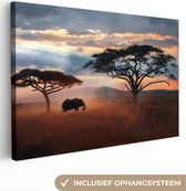 Canvas schilderij - Olifant 150x100 - Kamer decoratie accessoires natuur - Landschap schilderijen woonkamer - Wanddecoratie slaapkamer dieren - Muurdecoratie keuken - Wanddoek interieur binnen - Woondecoratie huis - Woonaccessoires