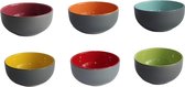 Set van 6 gekleurde - kleine snackschalen voor tapas, dessert, snackkommen - kleurrijke decoratieve schalen, gekleurde keramische schalen 12 cm