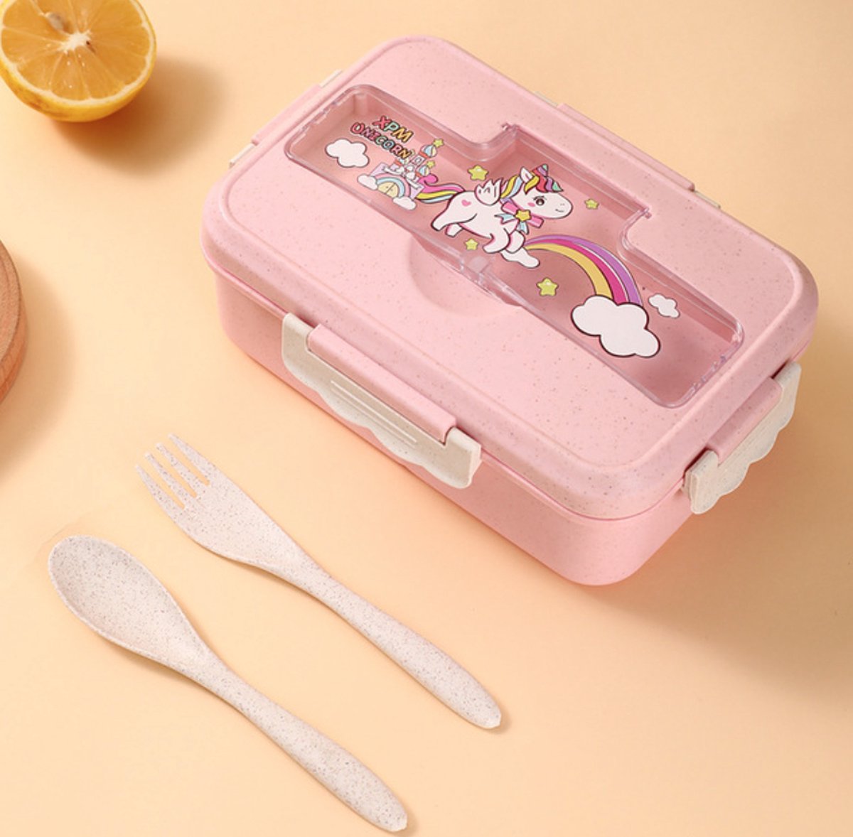 Rieoany Lunchbox voor kinderen, waterdicht, 1300 ml, met 4 vakken
