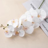 Grote Real Touch Orchidee - 97 cm - Wit - Kunstbloem - Levensecht - Zijden Bloem - Latex Bloem - Bruiloft - Decoratie - 1 Steel -
