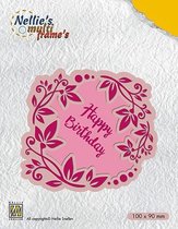 MFD112 Nellie Snellen Multi frame die Happy Birthday - snijmal bloem krans - verjaardag - kaarten maken