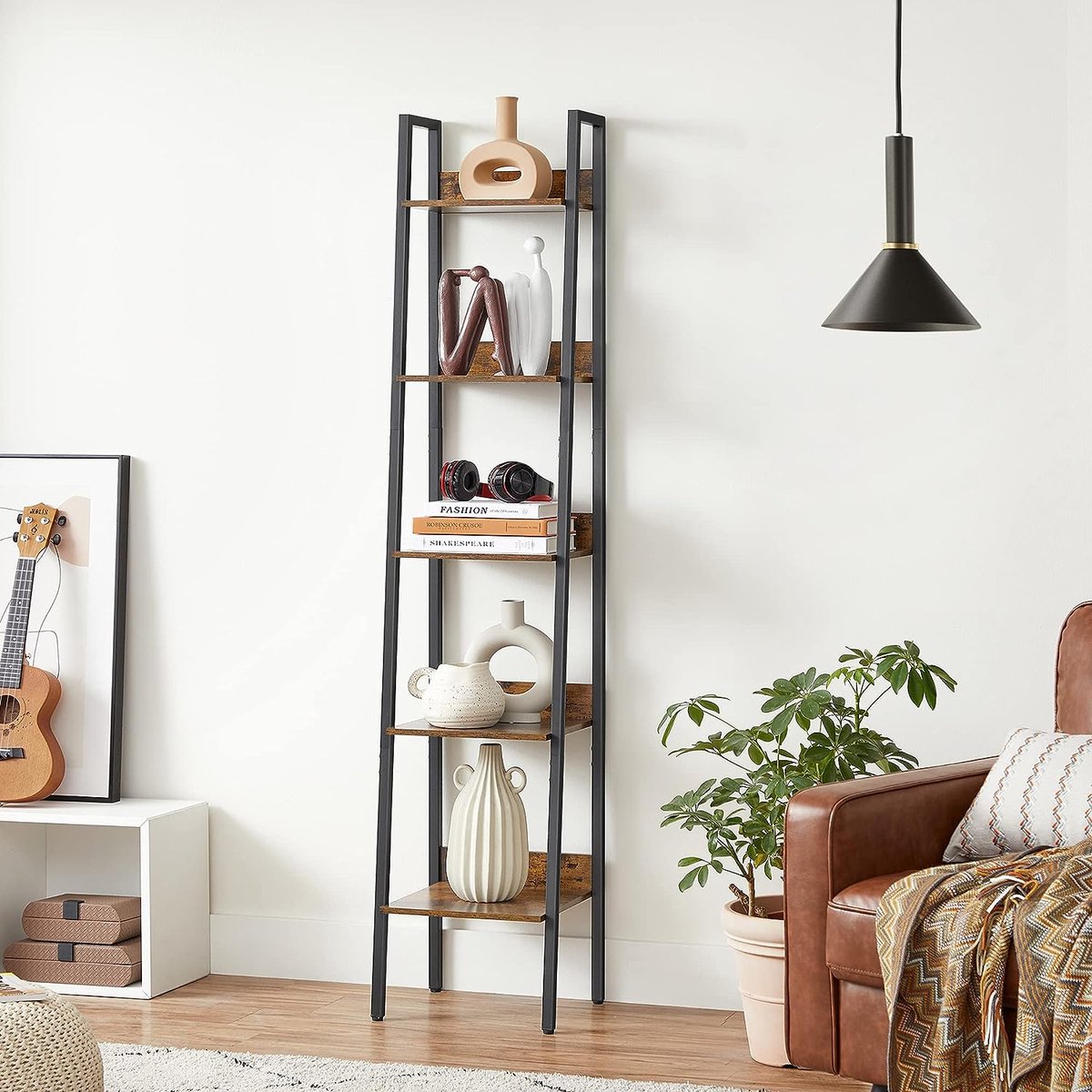 FurnStar Boekenkast met 5 planken - 33.8x30x170cm - Bruin