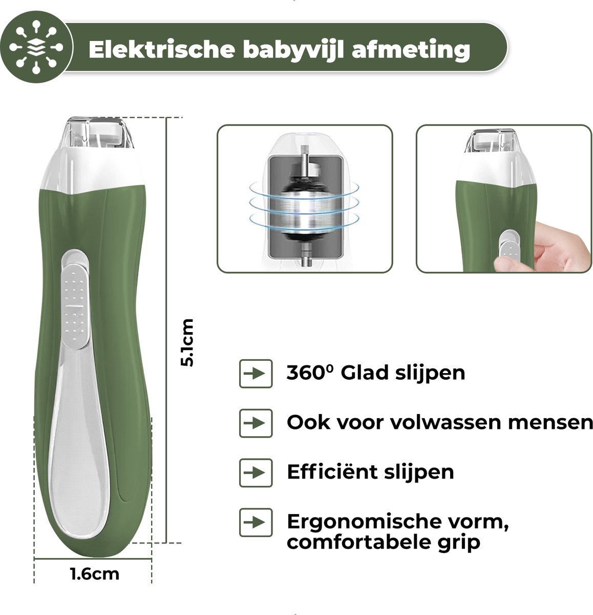 Luxegoed - Nagelvijl set - Nagel vijl set - Electrische Baby Nagel Vijl - Veilig nagels verzorgen met LED licht voor baby, peuter, kinderen en volwassenen - met 6 verschillende vijlen en verstelbare snelheden — cadeau in Verzorging - foto 4
