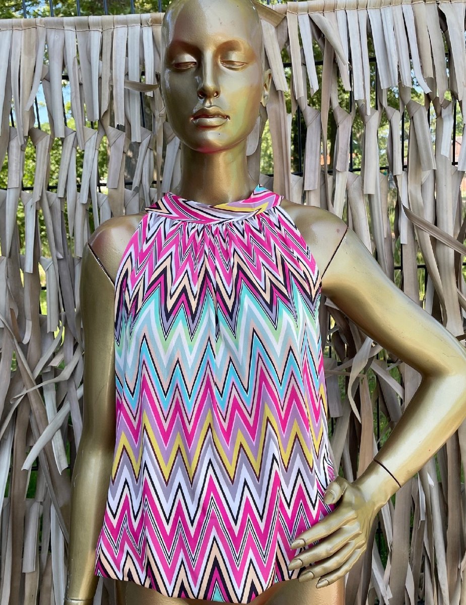 Haltertop Costa - Zigzag - Roze - One Size (Maat 38 t/m 40/42)